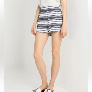 GAP High-Waist Navy and White Greek-style Striped Shorts